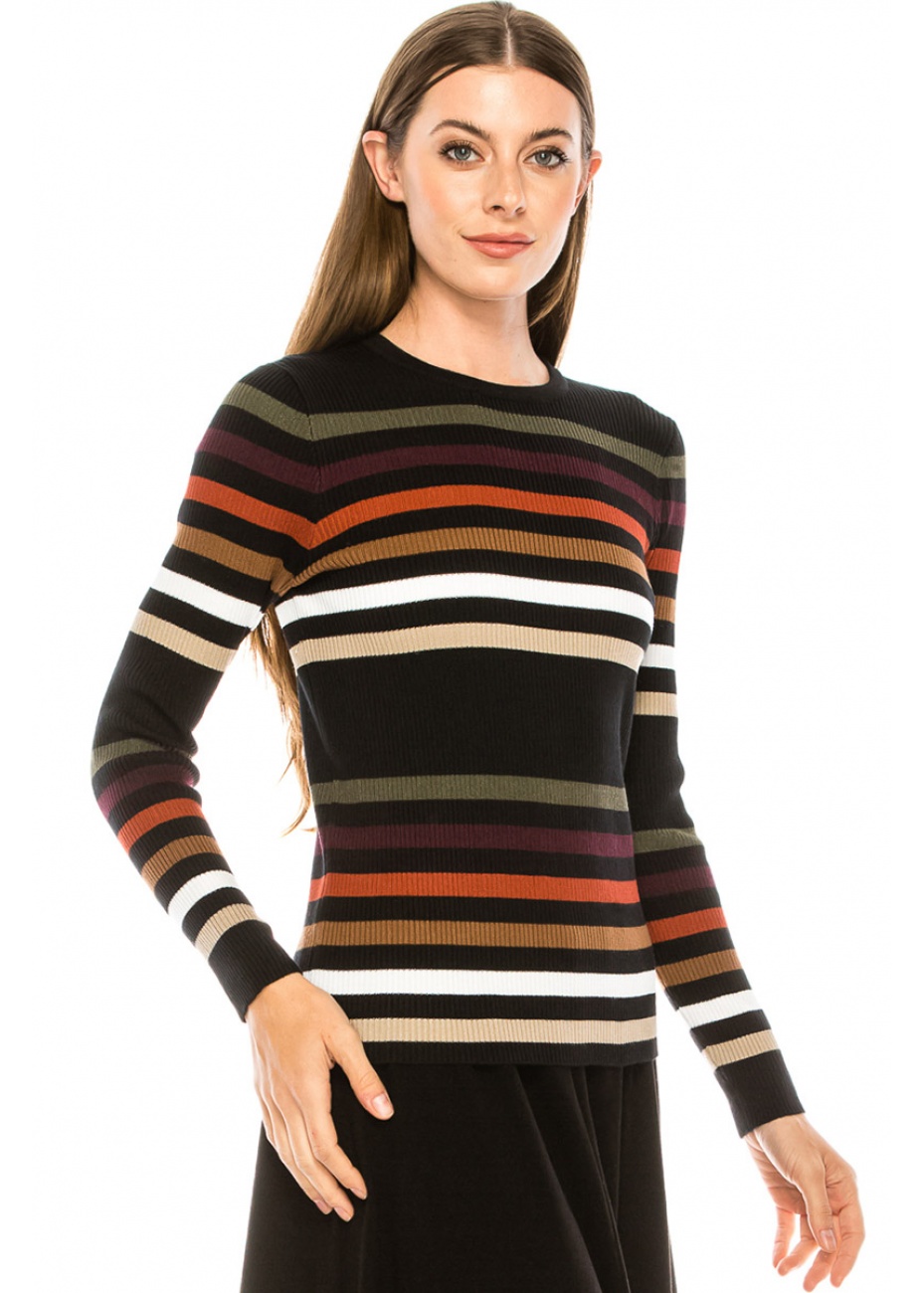 Multi Colored Striped Sweater Modest Women Clothing Yal New York